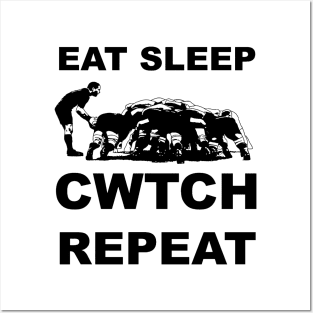 Eat Sleep Cwtch Repeat Welsh Rugby Humour Posters and Art